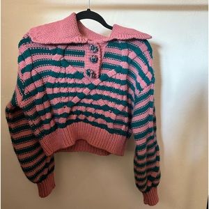 Cropped button down sweater